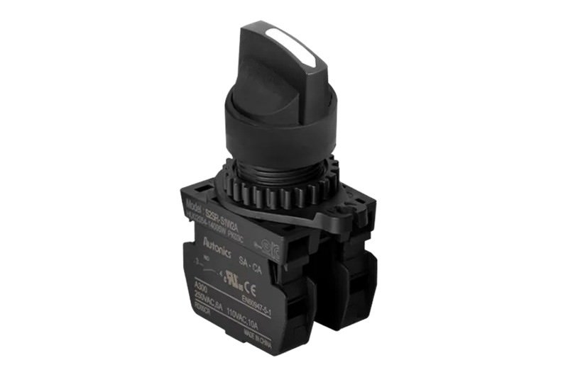 Interruptor Selector Redondo Palanca Corta 2 Posiciones, Mantenida 110VAC 15 a IP52 S2SR-S3WAM — Autonics — AUTONICS