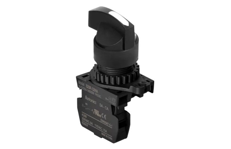 Interruptor Selector Redondo Palanca Larga 3 Posiciones, Retorno por Resorte 110VAC 15 a IP52 S2SR-S6W2AM — Autonics — AUTONICS