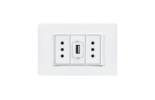 Cargador USB + 2 Tomas de Enchufe 10A - Blanco 5V PU1314 — BTicino — BTicino