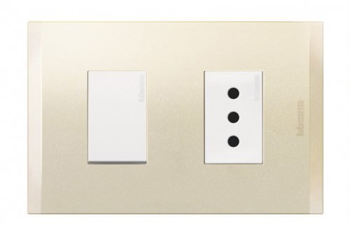 Interruptor + Toma Corriente Armado 9/12 + 2P+T con Alveolos Protegidos 250V AF2203EBNA — BTicino — BTicino
