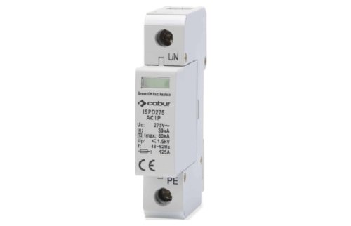 Dispositivo de Protección Contra Sobretensiones Hasta 275VAC, Clase Ii, 1 Polo IP20 60kA ISPD275AC1P — Cabur — CABUR