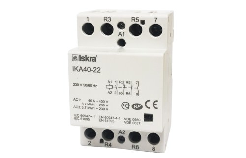 Contactor 40A bobina 230VAC 2NC+2NA IK40-22 — ISKRA