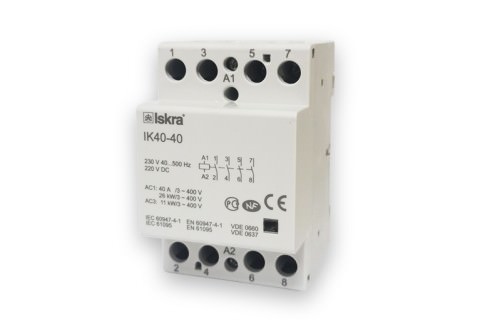 Contactor 40A bobina 230VAC 4NO IK40-40 — ISKRA