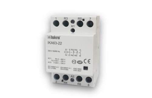 Contactor 63A bobina 230VAC 2NC+2NA IK63-22 — ISKRA