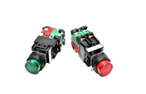 Botonera Iluminada Verde 220VAC -22mm -1NA + 1NC KH-2204-211G — Koino — KOINO