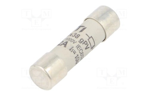 Fusible Cilíndrico Fotovoltaico 10x38 -1000V -12A Gpv 10x38mm ZE-2625106 — Telergon — TELERGON