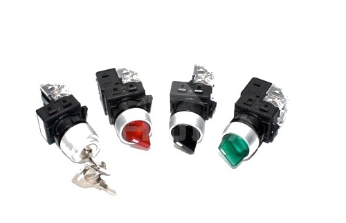 Selector Iluminado 2 Posiciones Aluminio 1NA+1NC Verde LED 240V IP65 QRT-R2B1AG — Nux — NUX