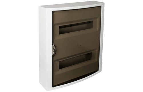 Tablero Sobrepuesto 28 Módulos IP40 / IK08 - Blanco, Puerta Fume 5281PFR1 — Solera — SOLERA