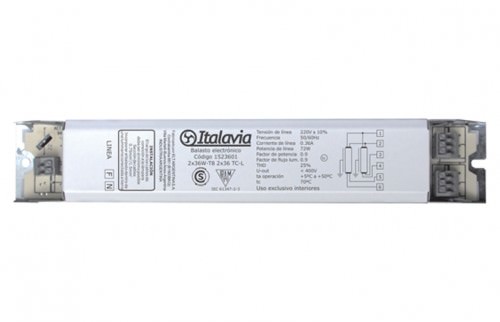 Ballast Electrónico Tubo T8 2x36W 220V 242V 5 a 1523601 — Esina — ESINA