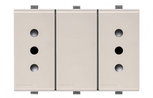 Tomacorriente Duplex Beige 2 Módulo 10A 2P+T 250V 223402 — Sinthesi — SINTHESI