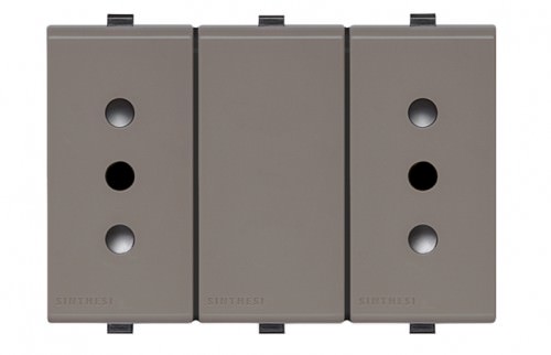 Tomacorriente Duplex Café 2 Módulos 10A 2P+T 250V 223403 — Sinthesi — SINTHESI