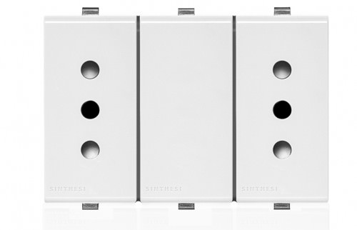 Tomacorriente Duplex Blanco 2 Módulo 10A 2P+T 250V 223401 — Sinthesi — SINTHESI