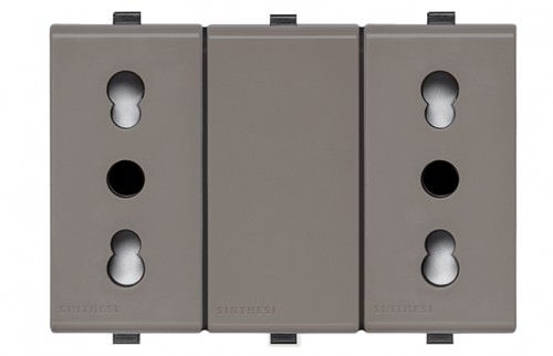 Tomacorriente Duplex Café 2 Módulo 10A 2P+T 250V 223503 — Sinthesi — SINTHESI