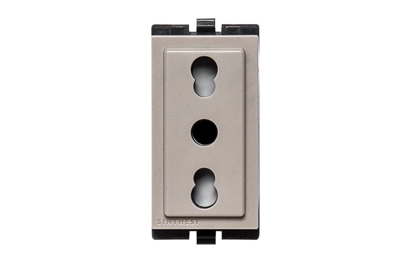 Tomacorriente Bipaso Beige 1 Módulo 10/16A 2P+T 250V 173102 — Sinthesi — SINTHESI