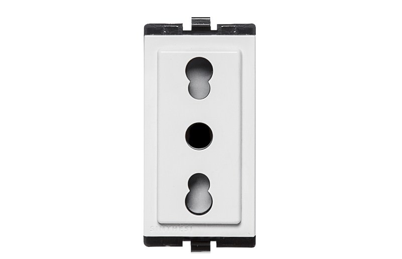 Tomacorriente Bipaso Blanco 1 Módulo 10/16A 2P+T 250V 173101 — Sinthesi — SINTHESI