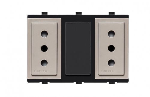 Tomacorriente Duplex Beige 1 Módulo 10A 2P+T 250V 173402 — Sinthesi — SINTHESI