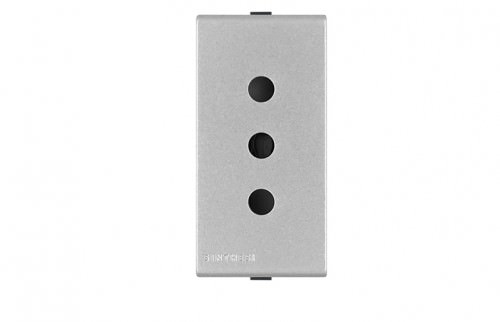 Tomacorriente Plata 1 Módulo 10A 2P+T 250V 443012 — Sinthesi — SINTHESI