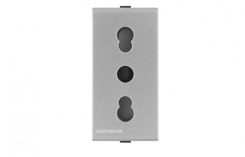 Tomacorriente Bipaso Plata 1 Módulo 10/16A 2P+T 250V 443112 — Sinthesi — SINTHESI