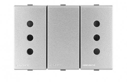Tomacorriente Duplex Plata 2 Módulo 10A 2P+T 250V 443412 — Sinthesi — SINTHESI