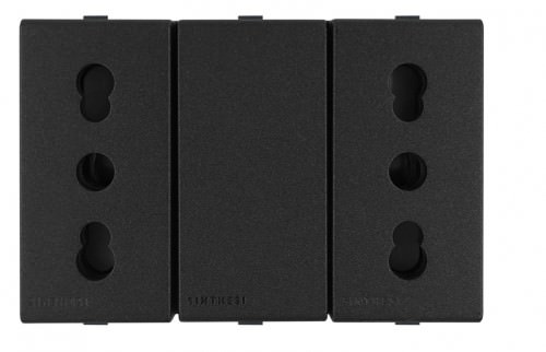 Tomacorriente Duplex Carbón 2 Módulo 10/16A 2P+T 250V 443510 — Sinthesi — SINTHESI