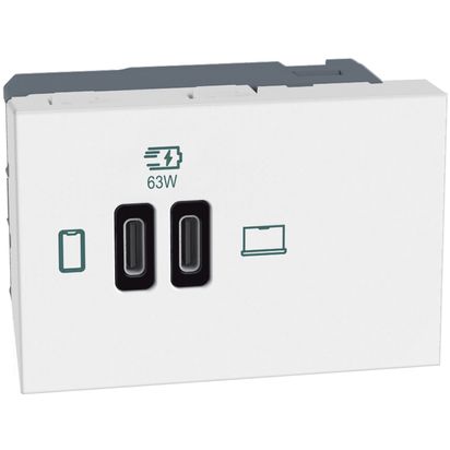 Cargador USB Cc Pd 3 Módulos Blanco JW4395CC — BTicino — Bticino