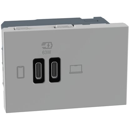 Cargador USB Cc Pd 3 Módulos Gris JG4395CC — BTicino — BTicino