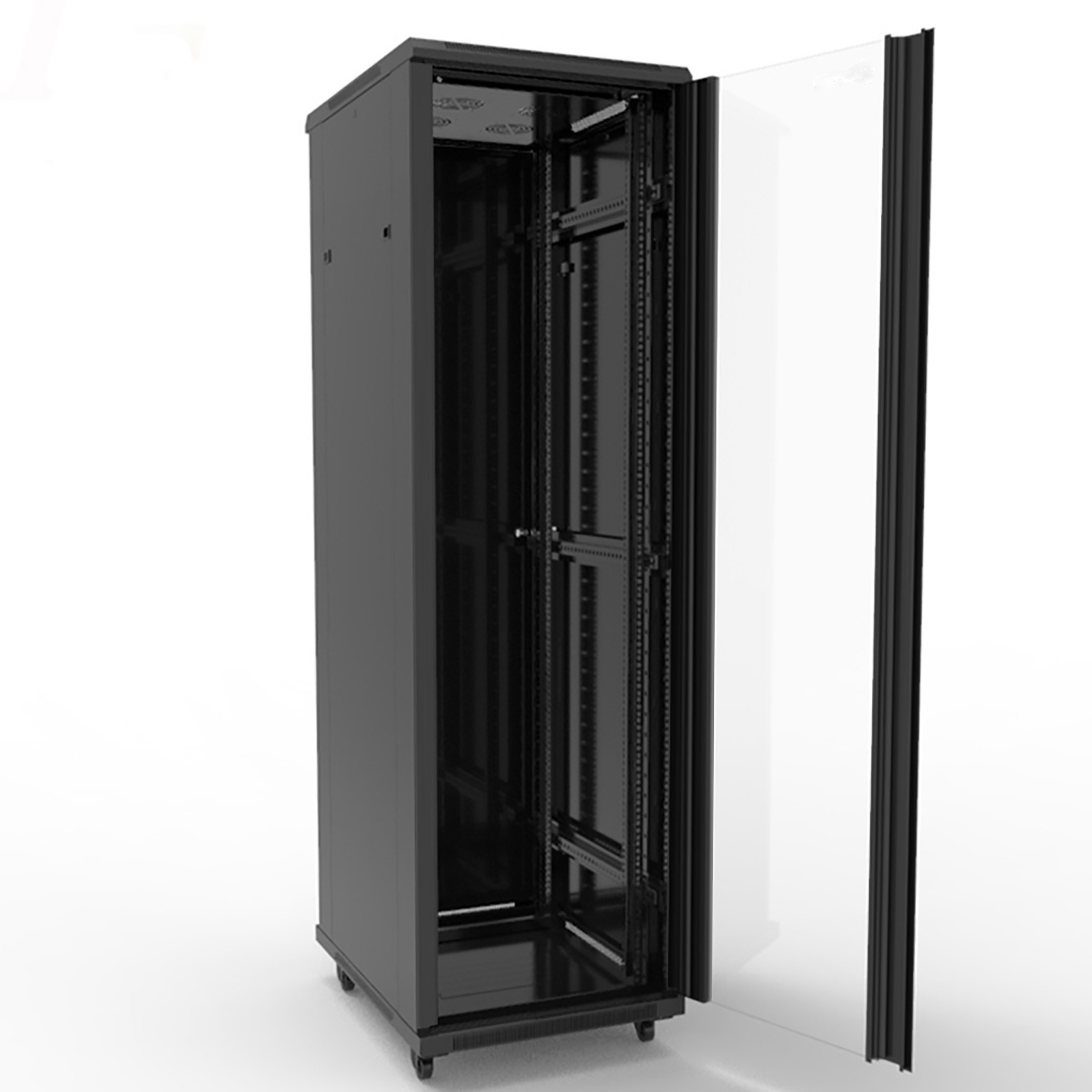Gabinete Rack 19'', RAL7021 42U Prof: 600 P/ Vidrio Net KD-002-6642 — FNX — FNX
