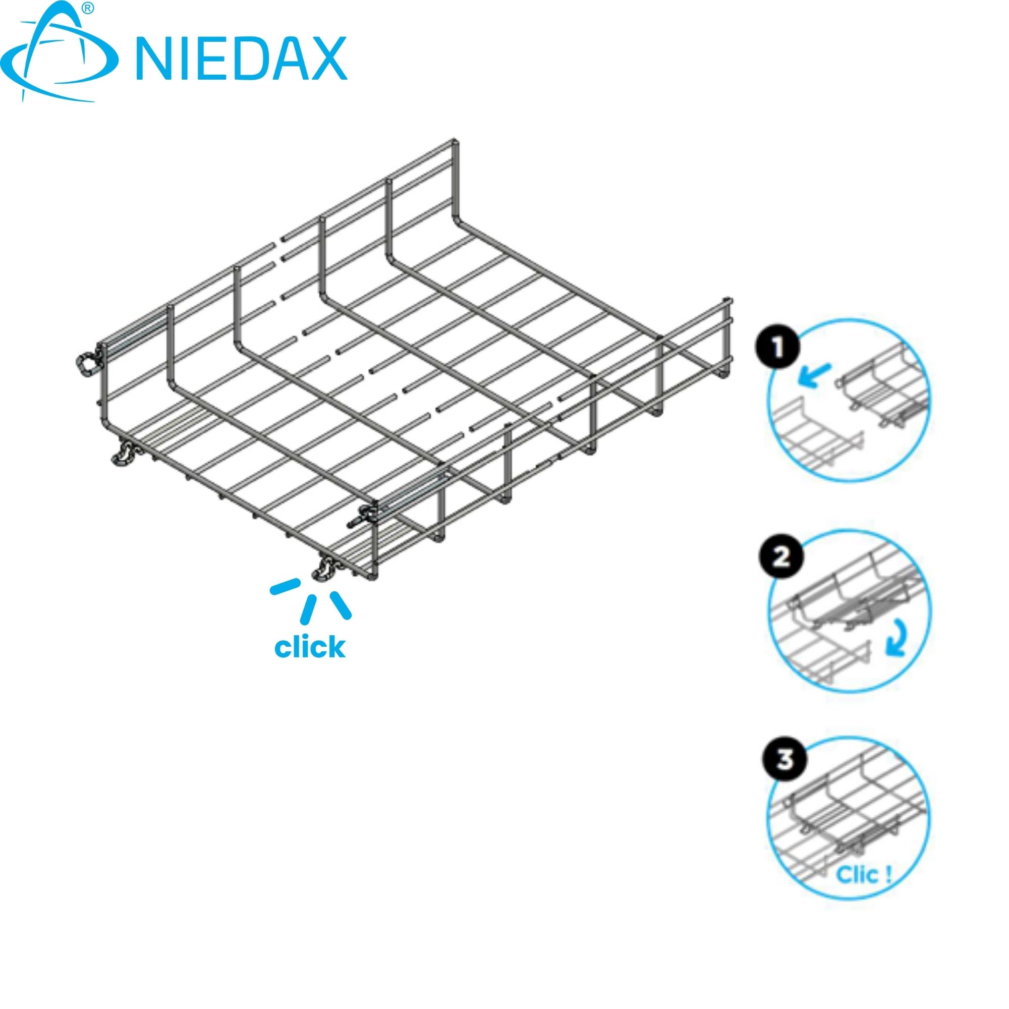 Bandeja 105x400mm Galvanizado en Caliente (Hg) X Tira 3 Metros 712199 — Niedax — Niedax