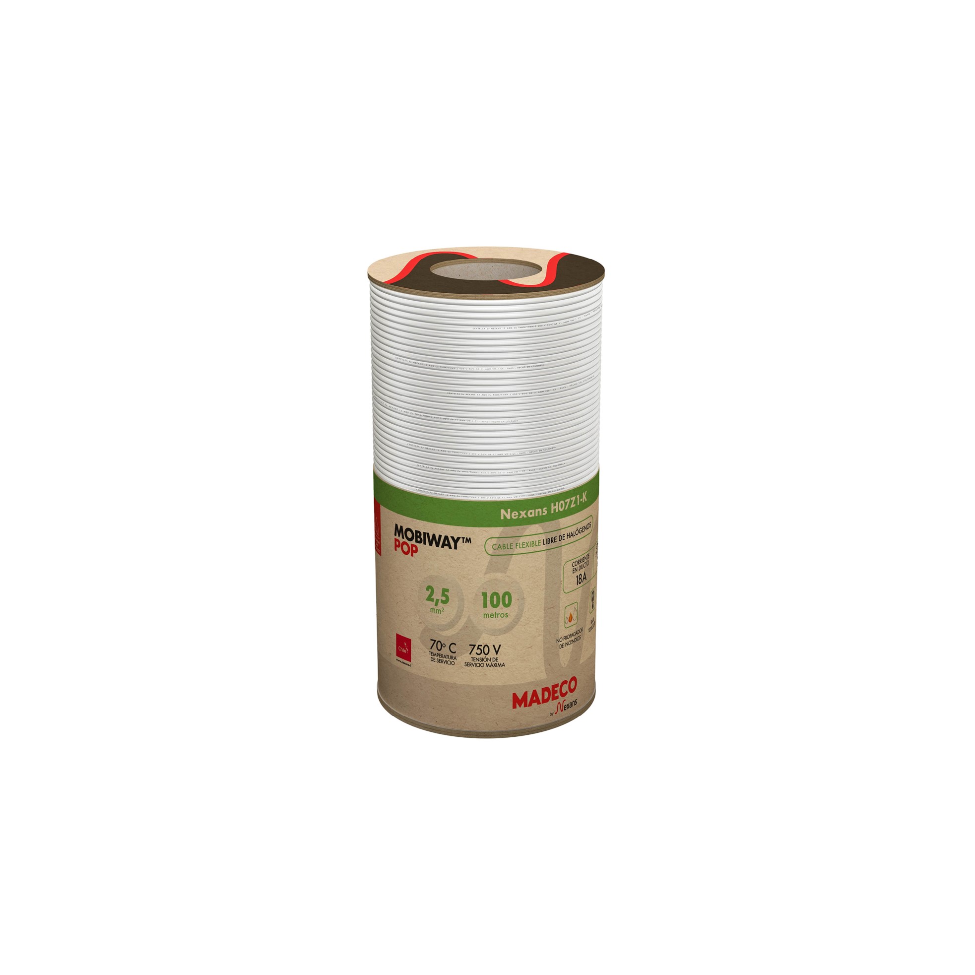CABLE libre de halógenos 2,5 MM BL 750V R100 10056745 Nexans — Nexans