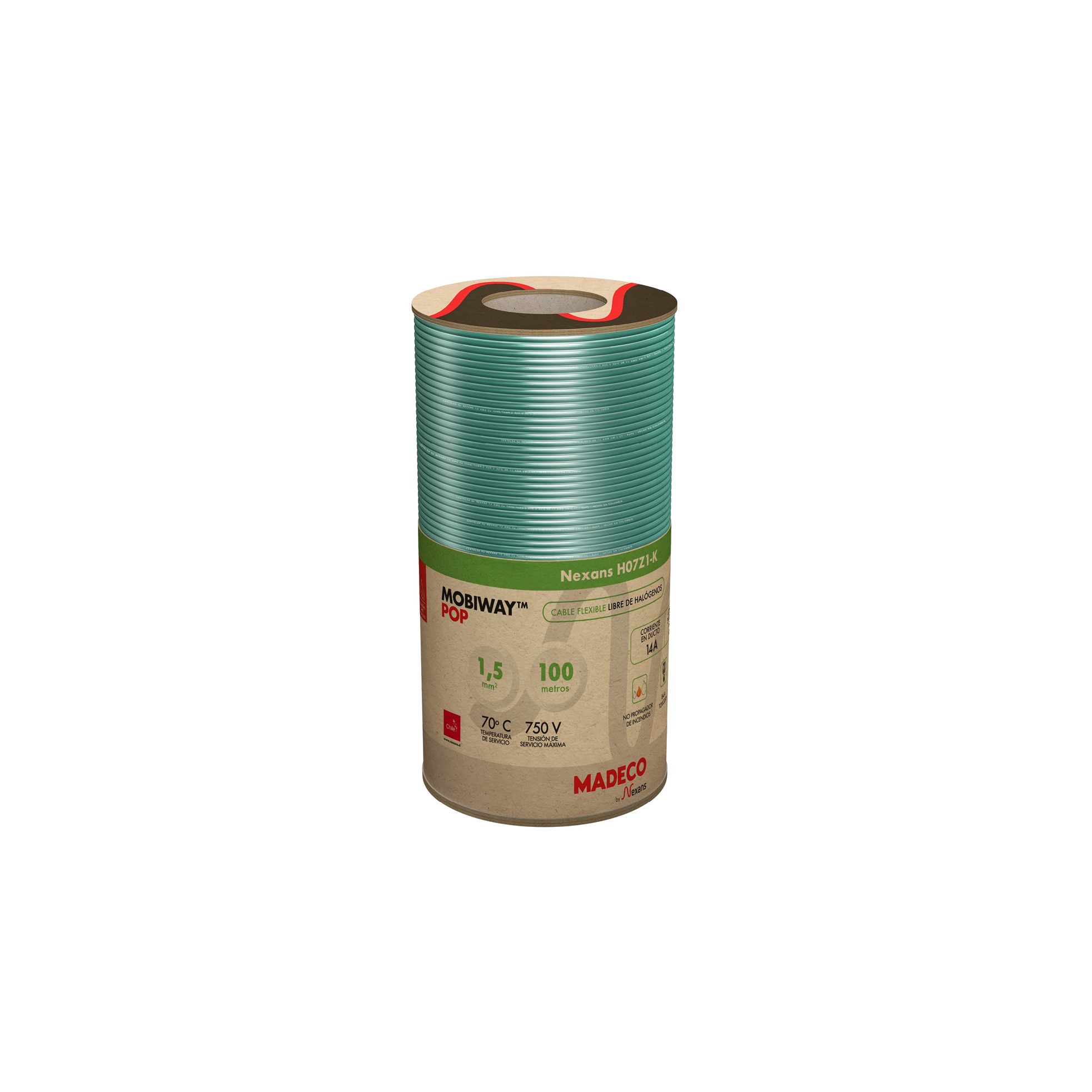 CABLE libre de halógenos 1,5 MM VD 750V R100 10056741 Nexans — Nexans