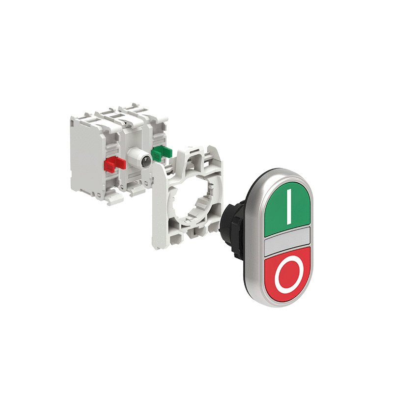 Pulsador Luminoso Doble Armado Plano Verde/rojo, 1NA+1NC, Con Led 230VCA/CC, 22mm, Plast. LPCBL7123K11PM — Lovato — Lovato