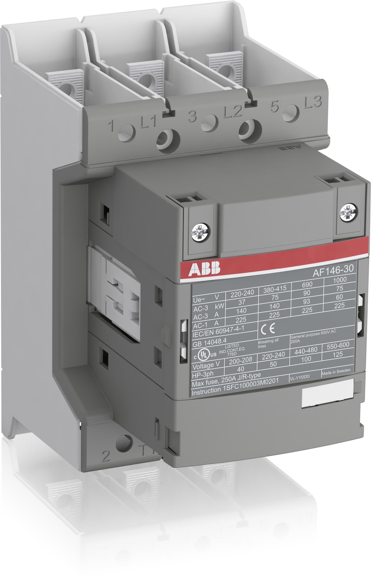 Contactor 3x146A bobina 250V AF146 1SFL467002R1300 ABB — ABB
