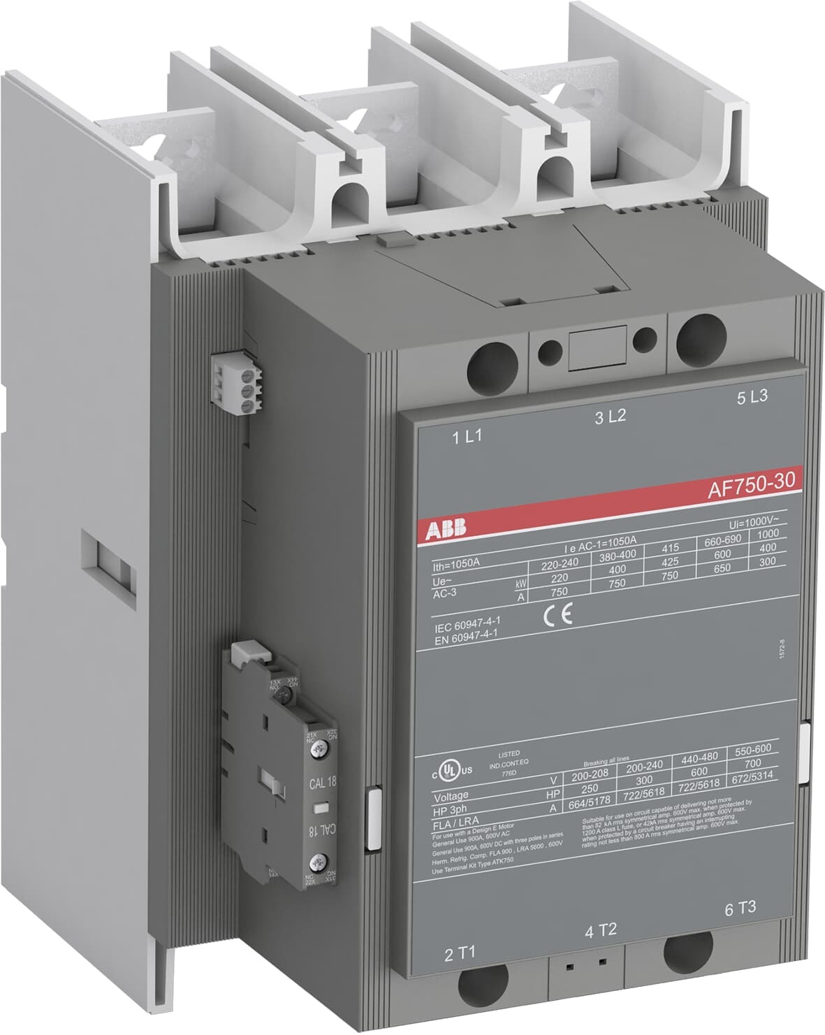 Contactor 750A bobina 250VAC 1NA+1NC 1SFL637001R7011 ABB — ABB