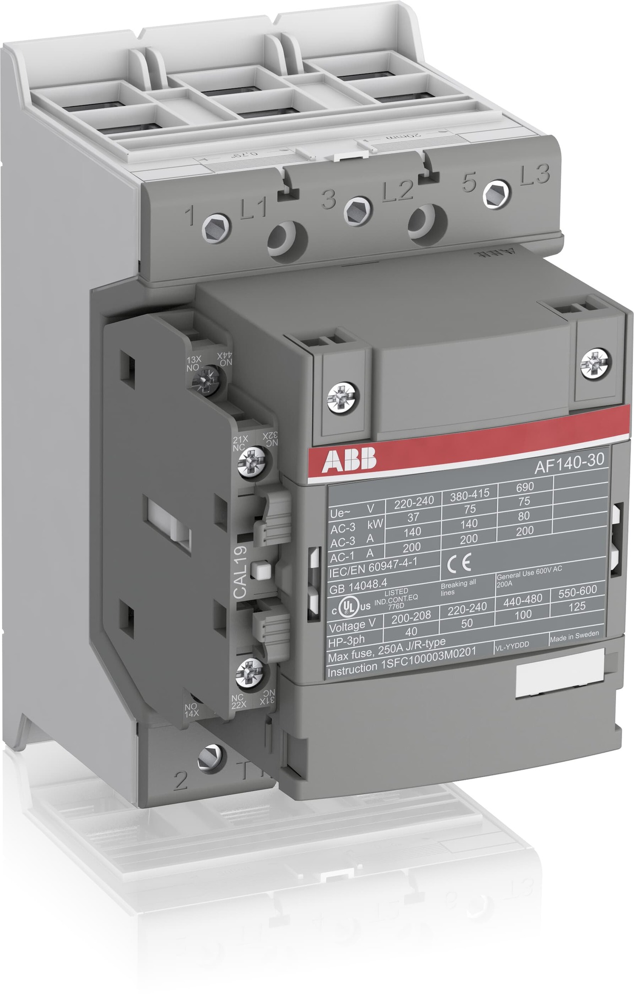 Contactor 140A bobina 500VAC 1SFL447001R1411 ABB — ABB