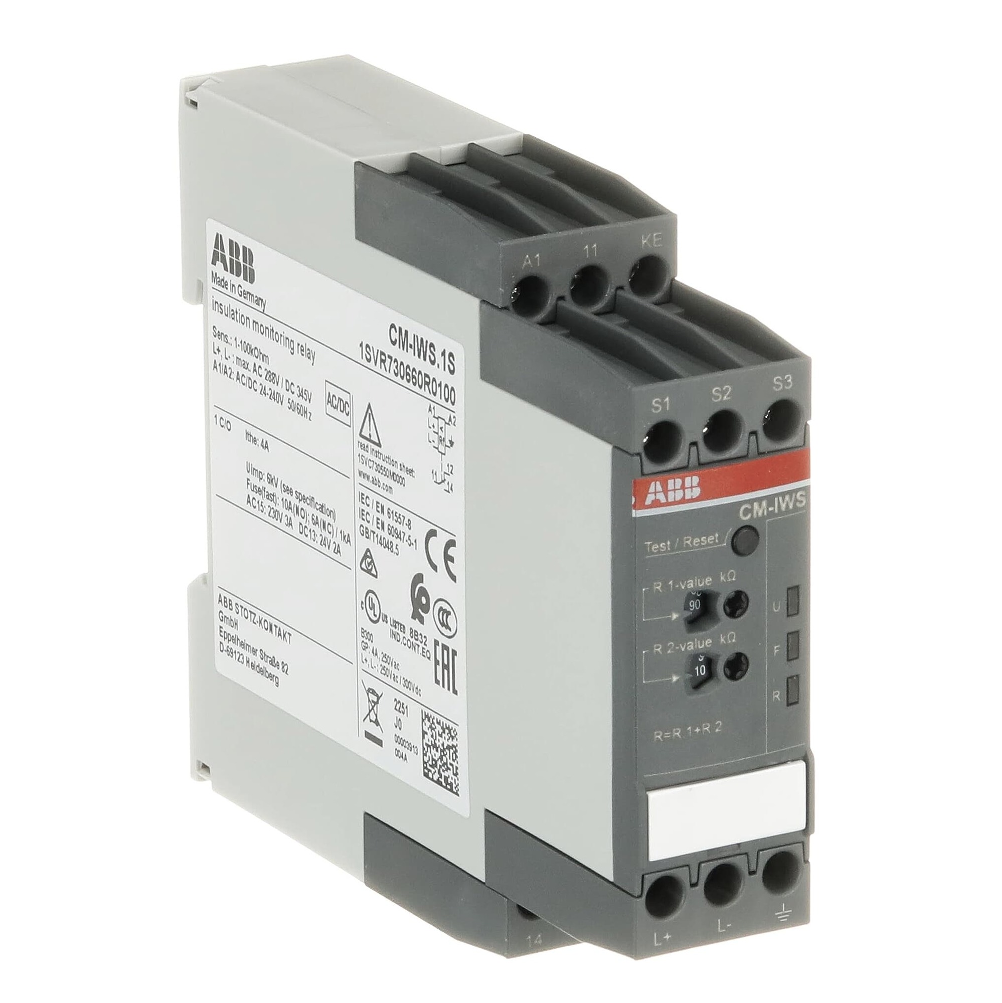 Relé MONITOR DE AISLACION 24-240 V CA/C 1SVR730660R0100 ABB — ABB