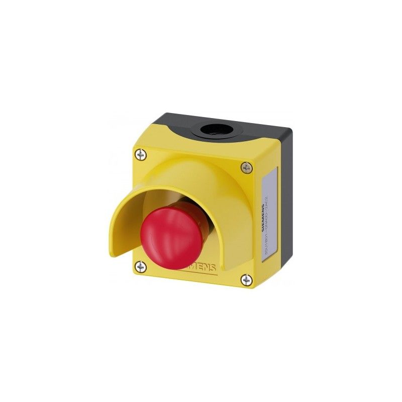 Caja Mando Plast con Para Emerg 22mm Con Capu 3SU1801-0NA00-2AC2 — Siemens — Siemens