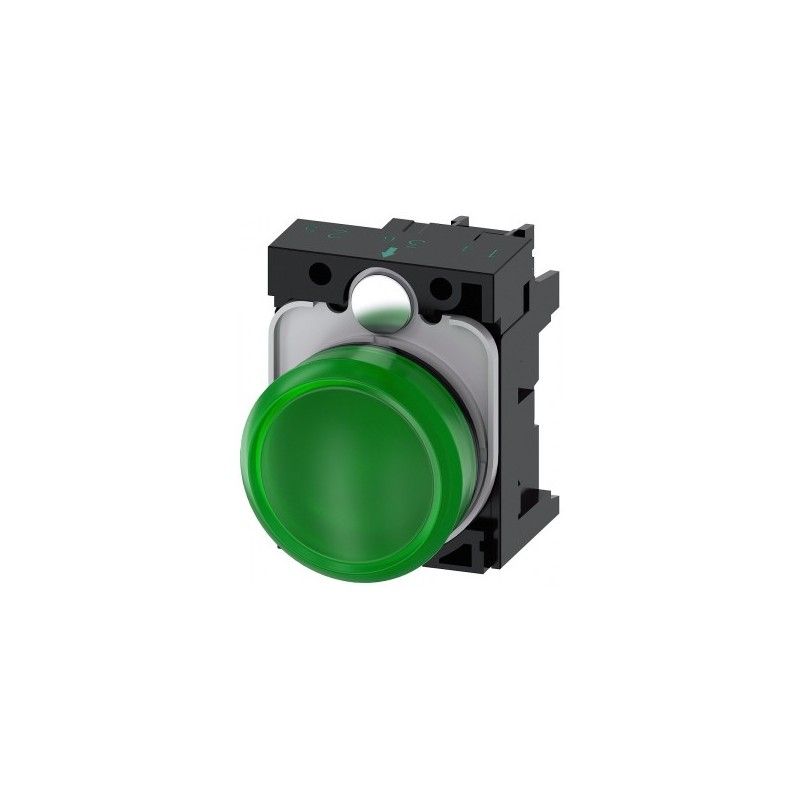 Piloto LED Plast 22mm Ve 110VAC B/torn 3SU1103-6AA40-1AA0 — Siemens — Siemens