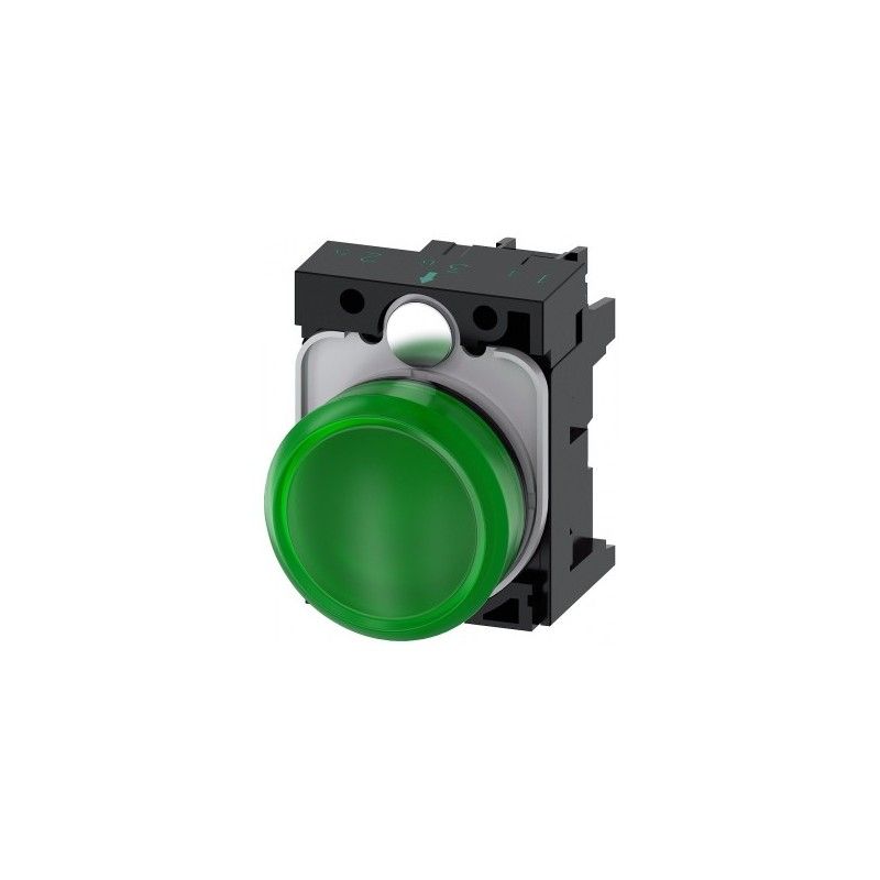 Piloto LED Plast 22mm Ve 24VAC/DC B/torn 3SU1102-6AA40-1AA0 — Siemens — Siemens
