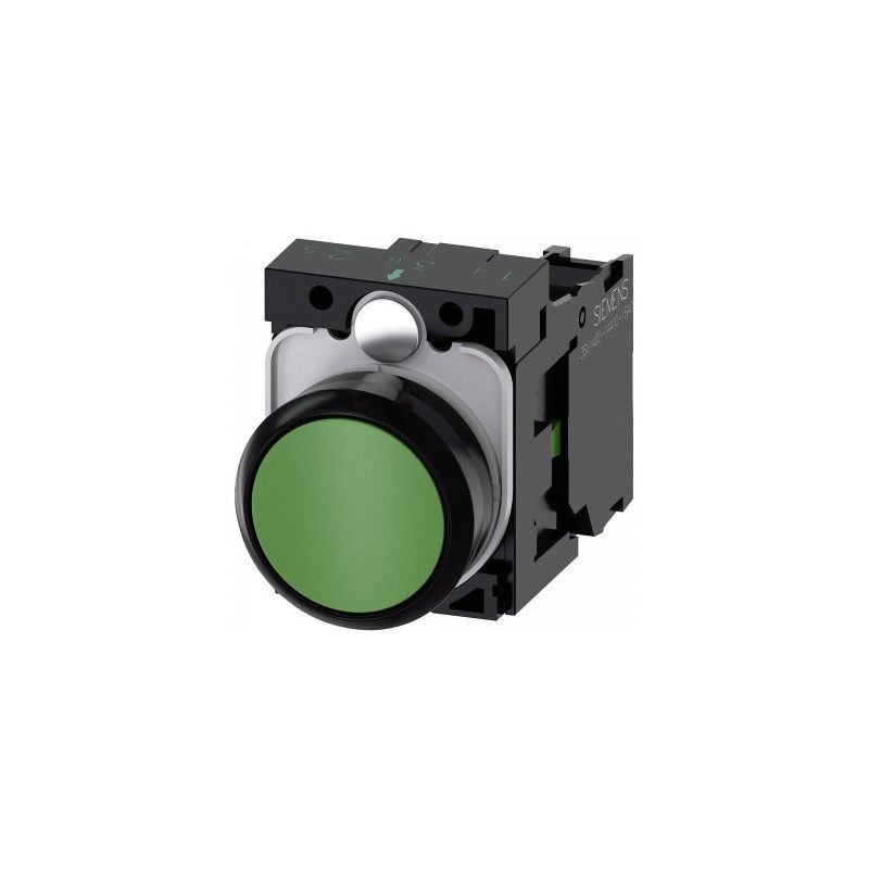 Pulsador Lum Ras 22mm Plast Ve 1NC B/torn 3SU1100-0AB40-1BA0 — Siemens — Siemens