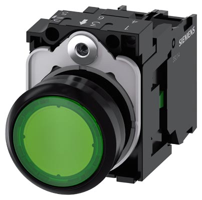 Pulsador Lum Plas LED 24V AC/DC 1NA Verde 3SU1102-0AB40-1BA0 — Siemens — Siemens