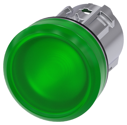 Lampara de Senalizacion, 22mm, Redondo Metal Brillante, Verde, Lente 3SU1051-6AA40-0AA0 — Siemens — Siemens