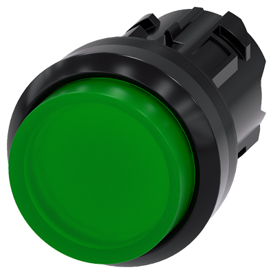 Pulsador Lum Rasante 22mm Verde Circular Plastico 3SU1001-0BB40-0AA0 — Siemens — Siemens