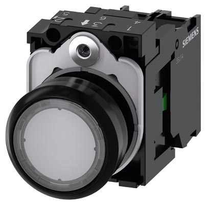 Pulsador Luminoso, 22mm Transparente Rasante con LED Intgr. 24V AC/DC 3SU1102-0AB70-1BA0 — Siemens — Siemens