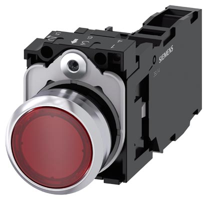 Pulsador Lum Metal LED 24V AC/DC 1NA+1NC Rojo 3SU1152-0AB20-1FA0 — Siemens — Siemens