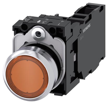 Pulsador Lum Metal LED 24V AC/DC 1NA+1NC Ambar 3SU1152-0AB00-1FA0 — Siemens — Siemens