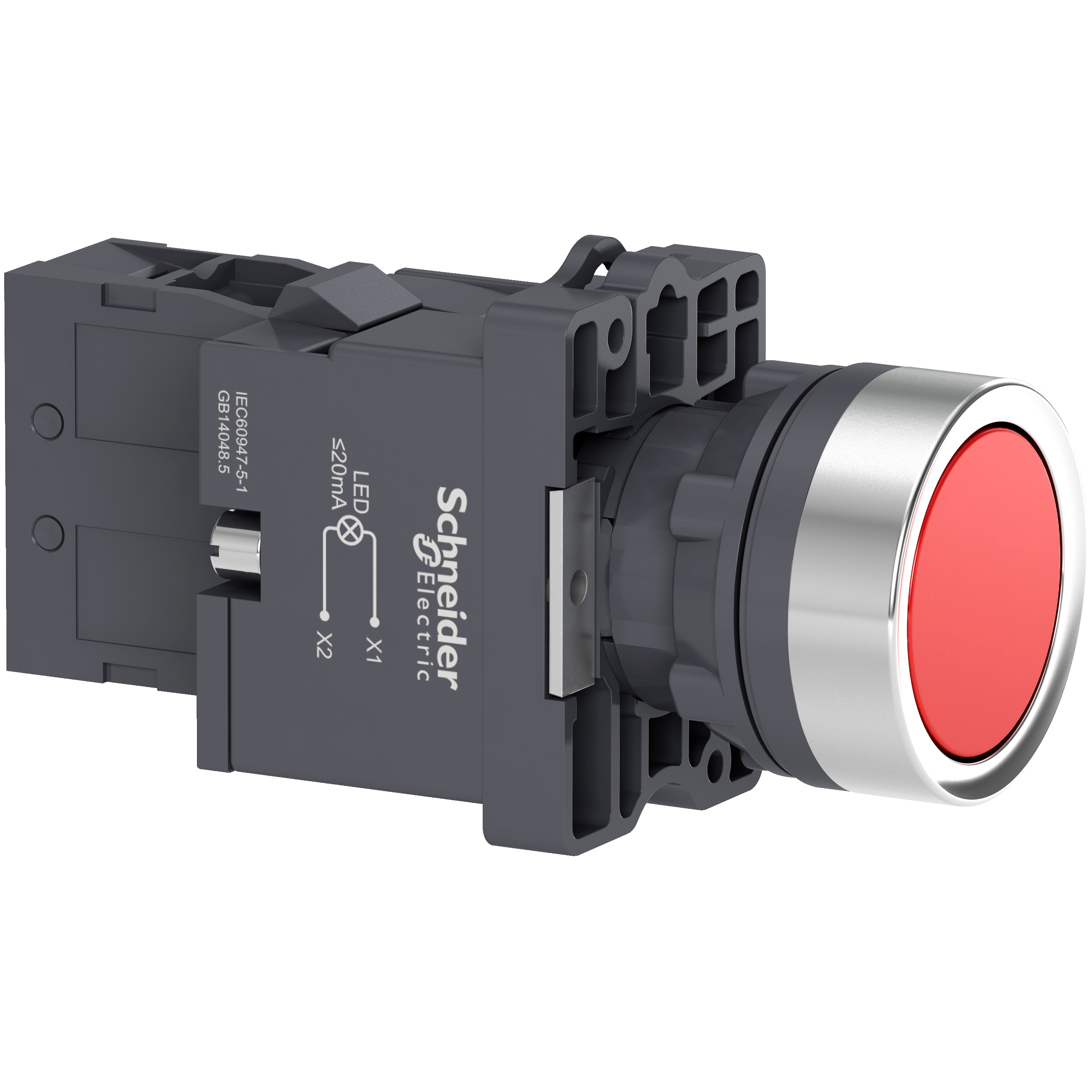 Pulsador Rasante Luminoso 220V AC 1NO Rojo XA2EW34M1 — Schneider Electric — Schneider Electric