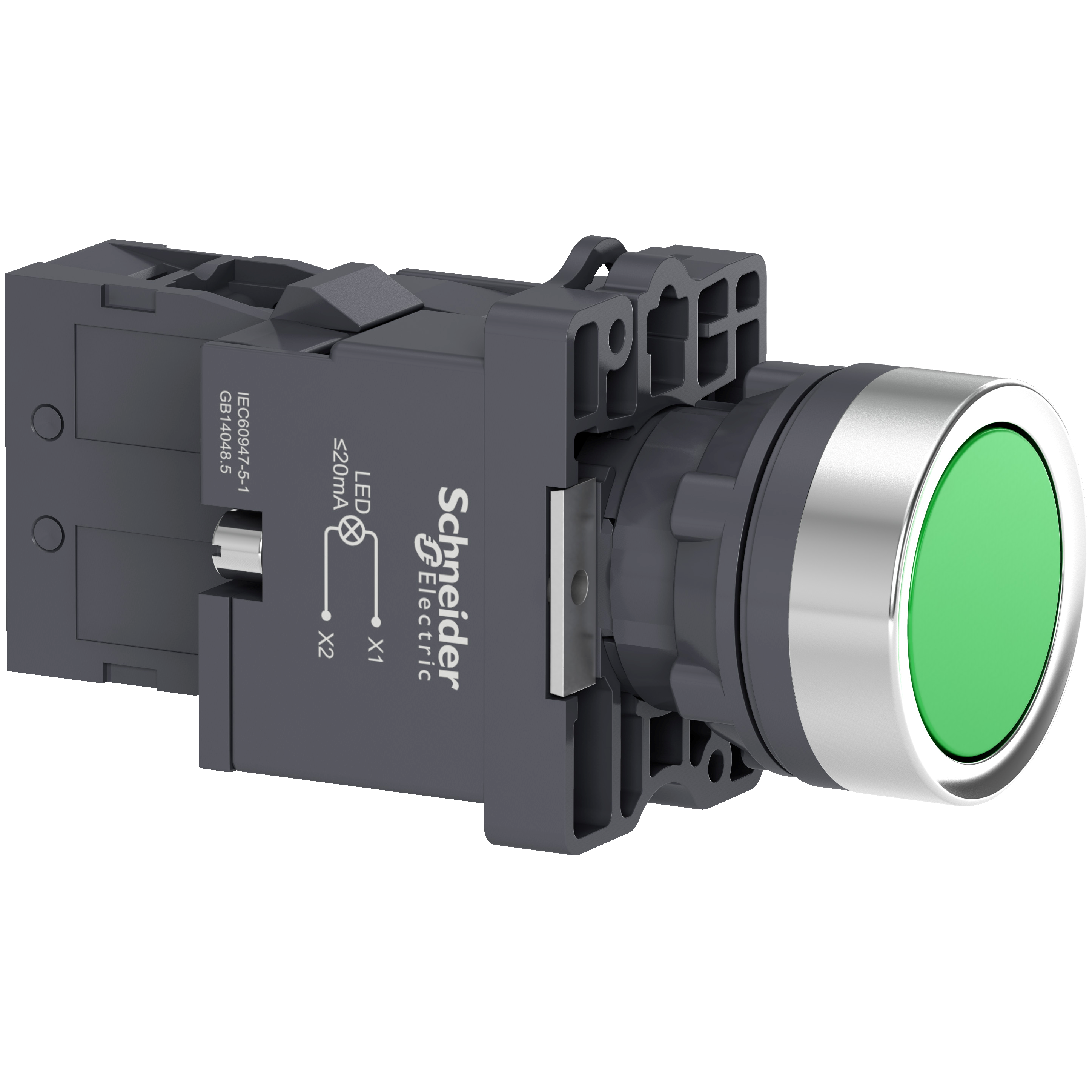 Pulsador Rasante Luminoso 220V AC 1NO Verde XA2EW33M1 — Schneider Electric — Schneider Electric