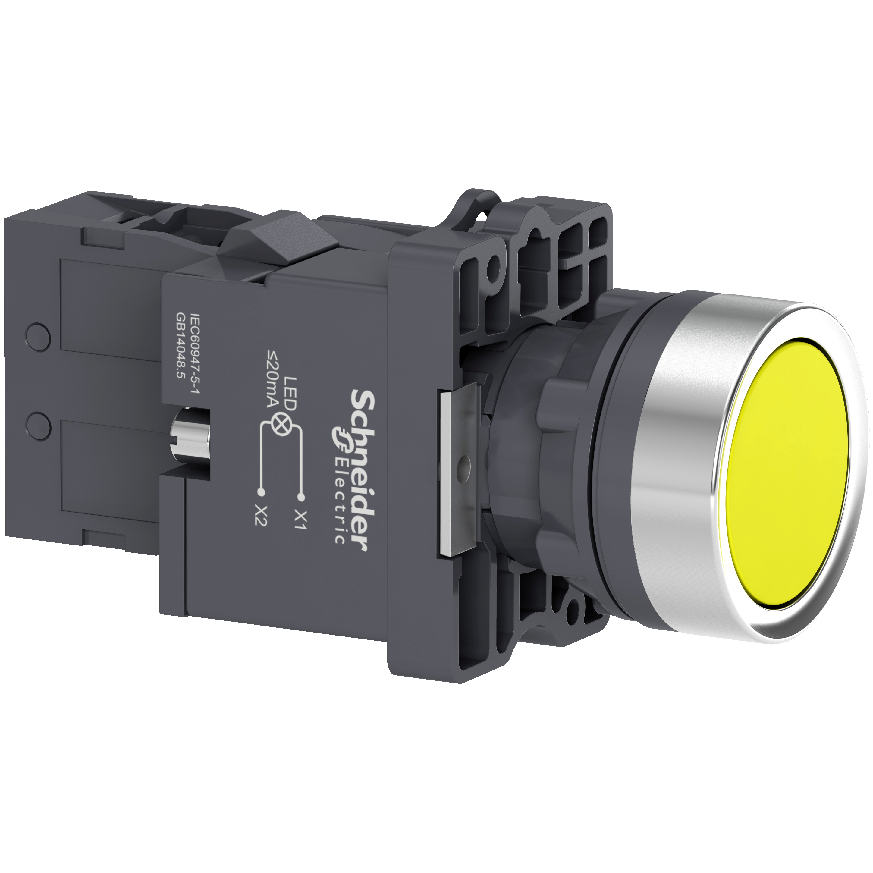 Pulsador Rasante Luminoso 220V AC 1NO Amarillo XA2EW35M1 — Schneider Electric — Schneider Electric
