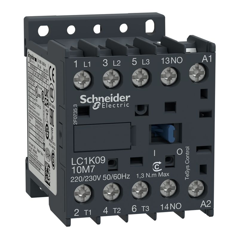 Contactor 9A bobina 220VAC 1NA LC1K0910M7 Schneider — Schneider Electric