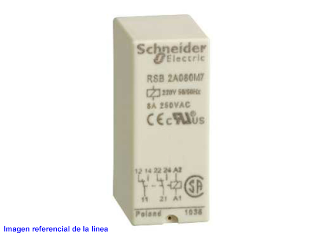 Relé INTERFASE 2NA+2NC 8A 220VAC RSB2A080M7 Schneider Electric — Schneider Electric